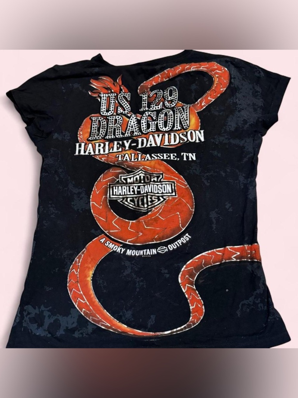 Harley Davidson Dragon Rhinestone Tee - Picture 3 of 6